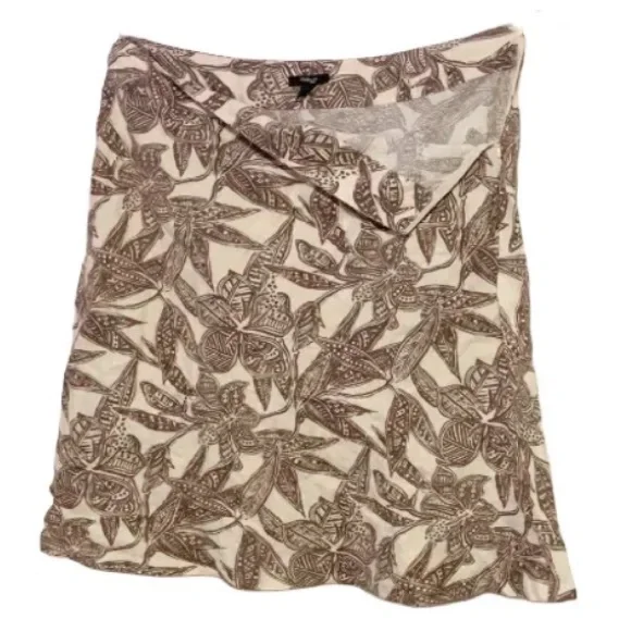 Style & Co. Cream and Brown Mini Wrap Skirt (NWOT) - Picture 1 of 6